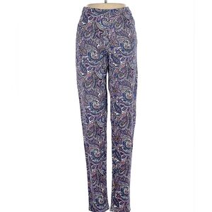 Blue Paisley Print 0T 0 Tall Trousers Pants Stretch Work Dress Business Casual